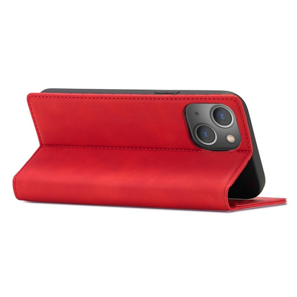 LC.IMEEKE iPhone 15 Plus Plånboksfodral Konstläder- Röd