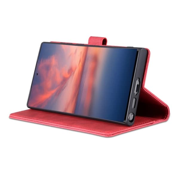 AZNS Samsung Galaxy S23 Ultra Plånboksfodral Konstläder - Röd