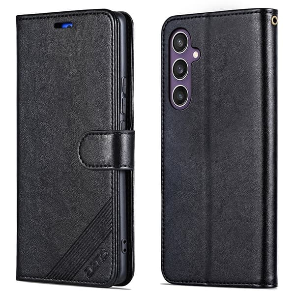 AZNS Samsung Galaxy S24+ Plånboksfodral Anti-Scratch Konstläder - Svart