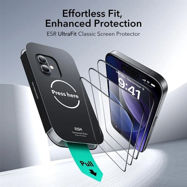 [2-PACK] ESR iPhone 17 Pro hærdet glas Skærmbeskytter - Klar Transparent