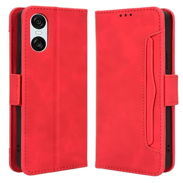 Sony Xperia 10 VI Plånboksfodral Konstläder - Röd Röd