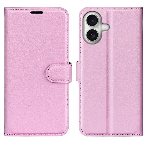 iPhone 17 Plånboksfodral Litchi Texture läder - Rosa Rosa