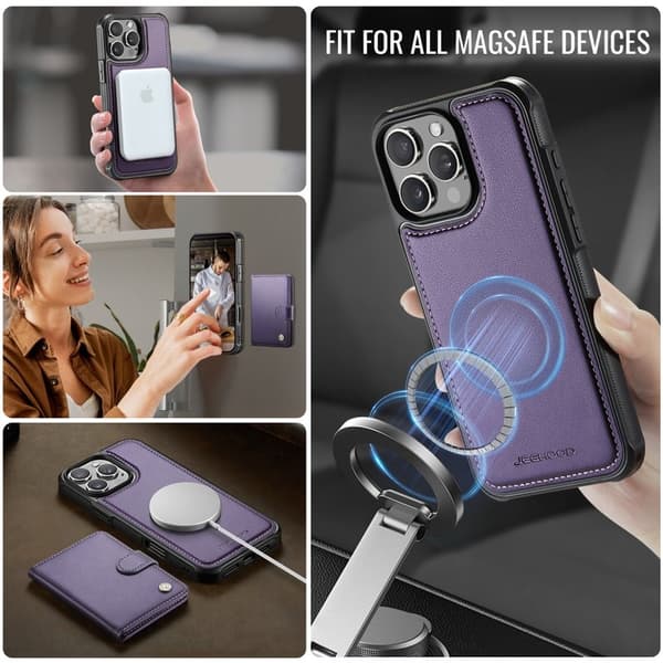 JEEHOOD J09 Mobilskal till iPhone 16 Pro Max Läder MagSafe - Lila