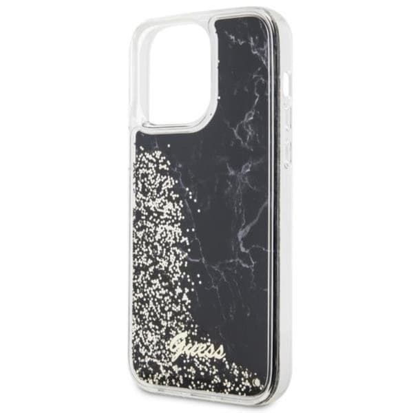 Guess Mobilskal till iPhone 14 Pro Liquid Glitter Marble - Svart Svart