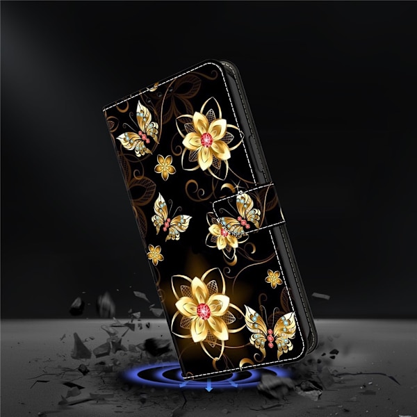 Galaxy A17/A26 Plånboksfodral Konstläder Pattern Printing Svart
