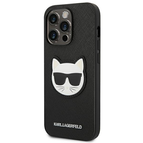 Karl Lagerfeld iPhone 14 Pro Skal Saffiano Choupette Head Patch