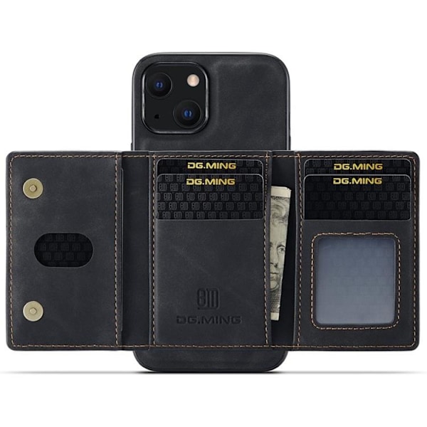 DG.MING iPhone 14 Plånboksfodral M2 Detachable 2in1 - Svart Svart