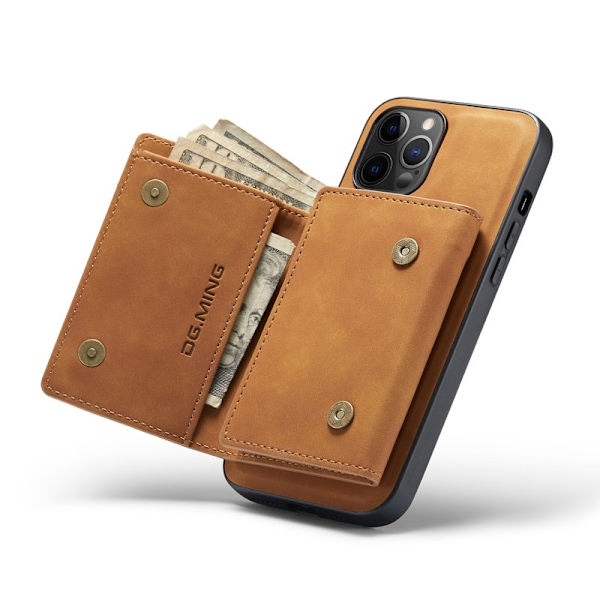 DG.MING M1 Magnetisk Konstläder Plånboksfodral för iPhone 13 - Brun