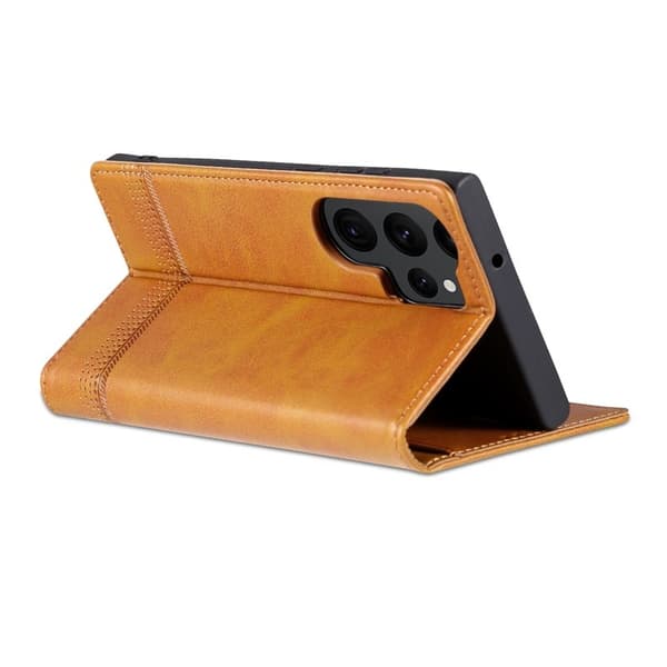 AZNS Samsung Galaxy S24 Ultra Plånboksfodral Konstläder - Brun