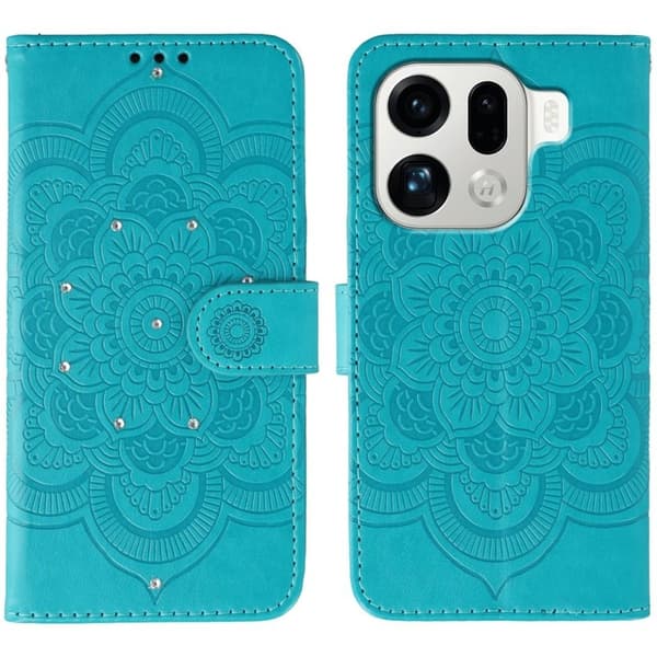 Oppo Find X9 Pro 5G Plånboksfodral Konstläder Mandala Mönster - Blå