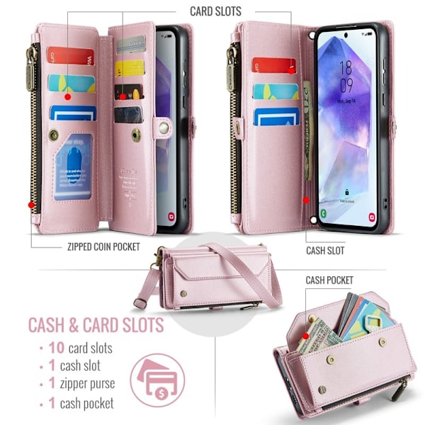 CASEME Plånboksfodral Konstläder för Samsung Galaxy A55 5G - Rosa