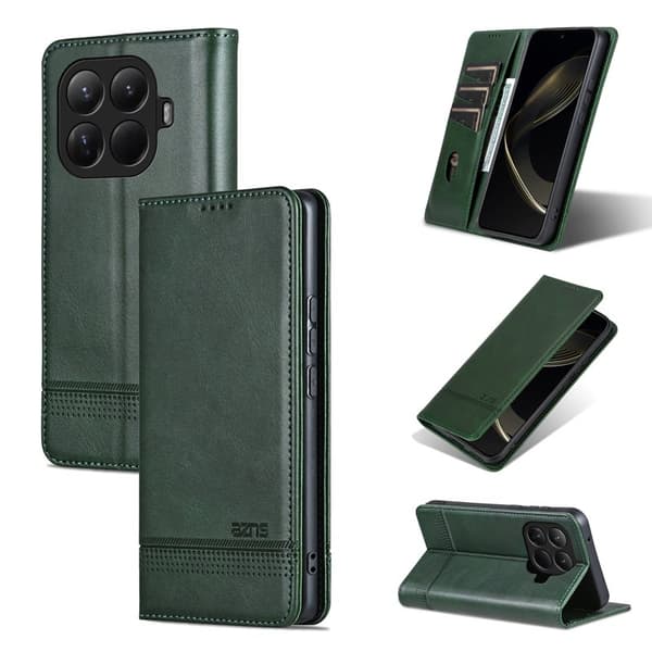 AZNS Xiaomi 15T Pro Plånboksfodral Konstläder - Grön
