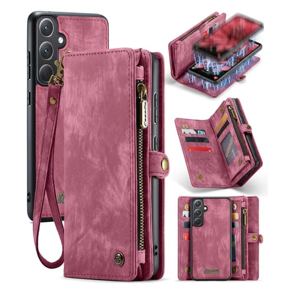 CASEME 008 Samsung Galaxy A35 5G Plånboksfodral Konstläder Röd