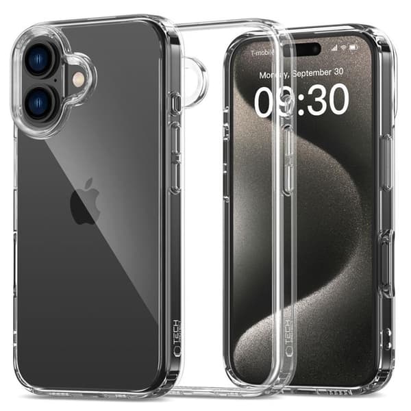 Tech-Protect Mobilskal till iPhone 16 Flexair Hybrid - Clear Transparent