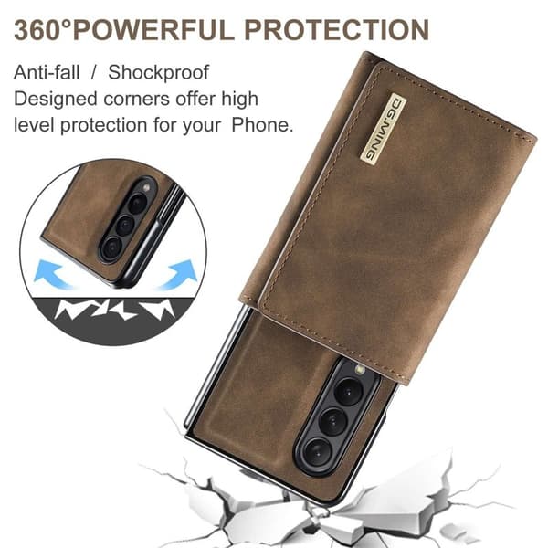 DG.MING Konstläder Plånboksfodral för Samsung Galaxy Z Fold3 5G - Brun