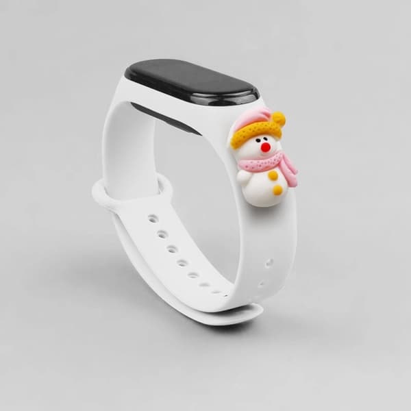 Xiaomi Mi Band 3/4 Silikon Strap Xmas Snowman 2- Vit