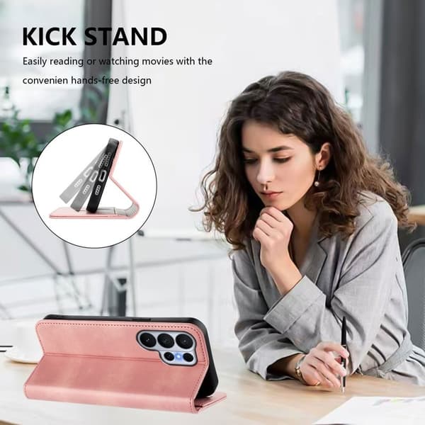 Samsung Galaxy S26 Ultra Plånboksfodral Konstläder RFID Skydd - Rosa
