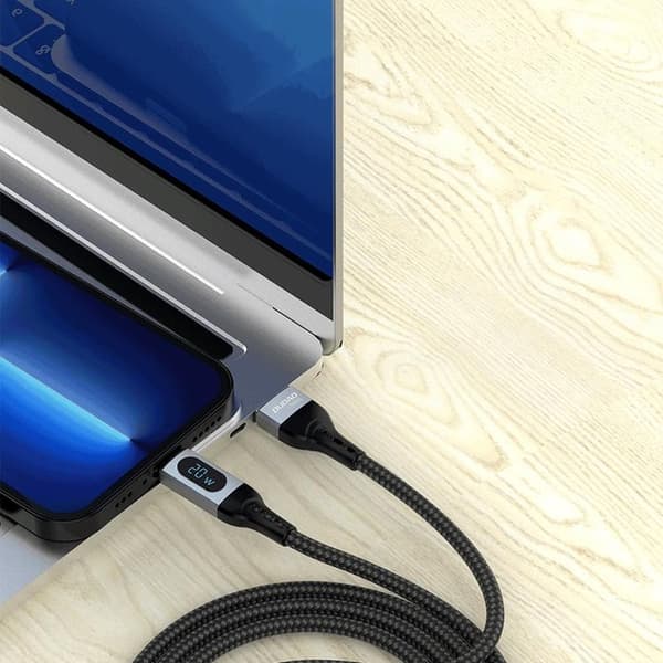 Dudao USB Type-C - Lightning-pikalatauskaapeli PD 20W - Musta Black