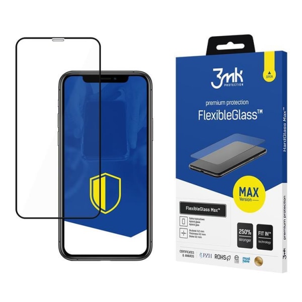 3MK FlexibleGlass Härdat Glas Skärmskydd iPhone Xr - Svart Svart