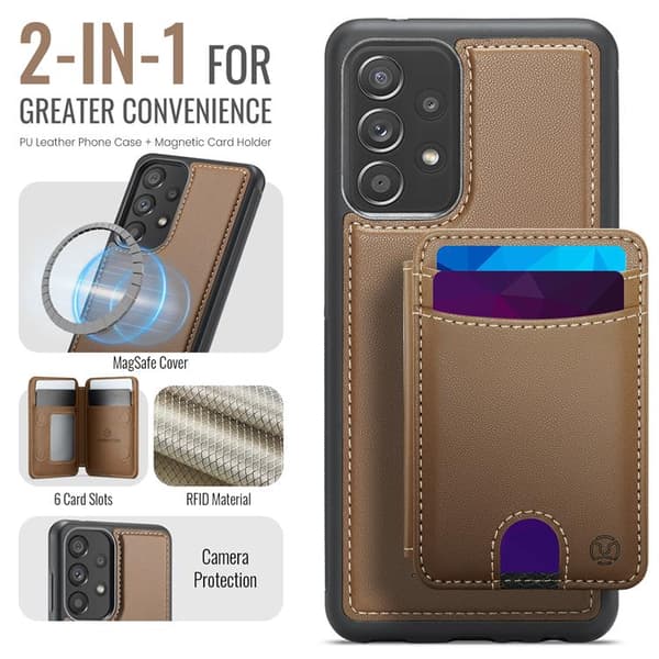 JEEHOOD Samsung Galaxy A33 5G Mobilskal KonstLäder - Brun Brun