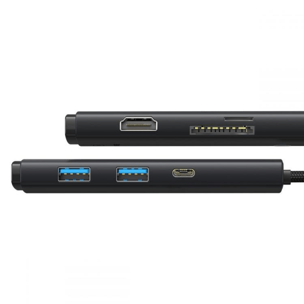 Baseus Lite Series 6-Port HUB Adapter USB-C - Sort
