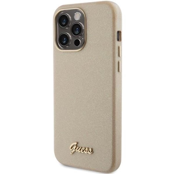 Guess Mobilskal till iPhone 15 Pro Glitter Glossy Script - Guld Guld