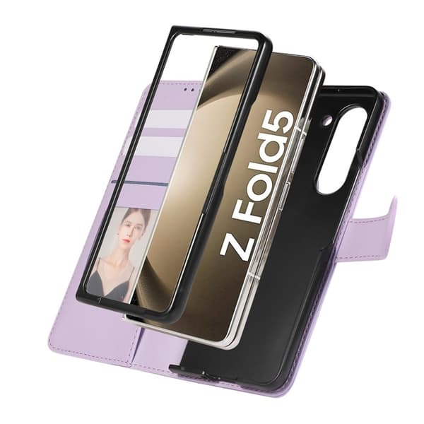 Galaxy Z Fold7 Plånboksfodral 3D Rhombus Grid Imprinted - Lila Lila