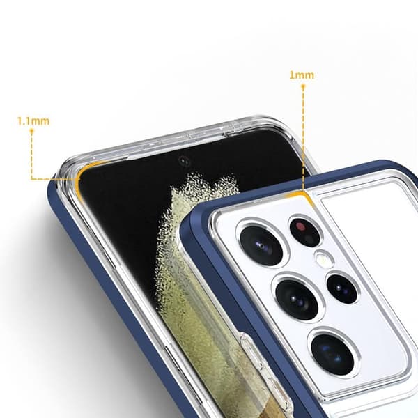 Galaxy S22 Ultra Skal Clear 3in1 - Blå Blå