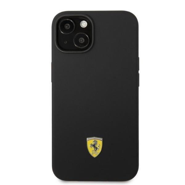 Ferrari iPhone 14 Skal Magsafe Silicone Metal Logo - Musta