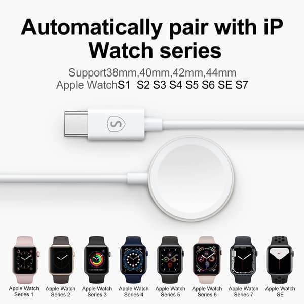 SiGN Magnetisk USB-C Oplader til Apple Watch 2.5W 1.2m - Hvid Vit
