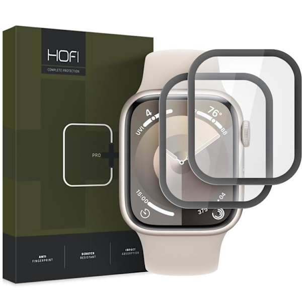 [2-Pack] Hofi Apple Watch 7/8/9 (41mm) Skärmskydd Hybrid Pro Plus Svart