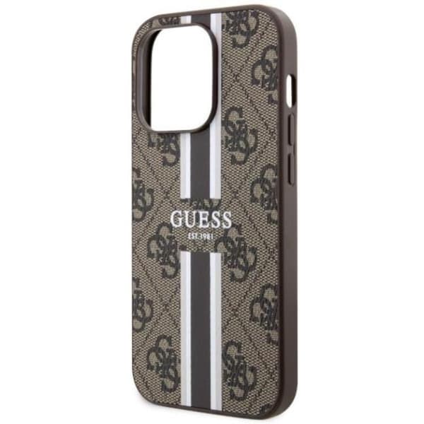 Guess Mobilskal till iPhone 14 Pro Max MagSafe Printed Stripes Brun