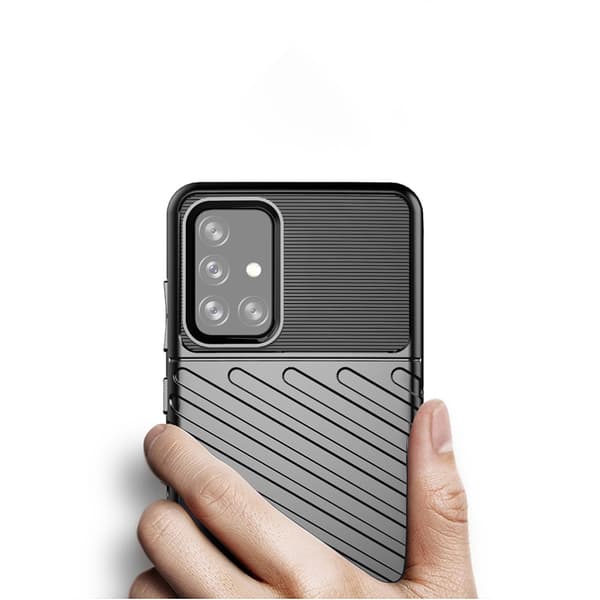 Thunder Twill Texture Mobiilikotelo Galaxy A72 5G - Musta Black