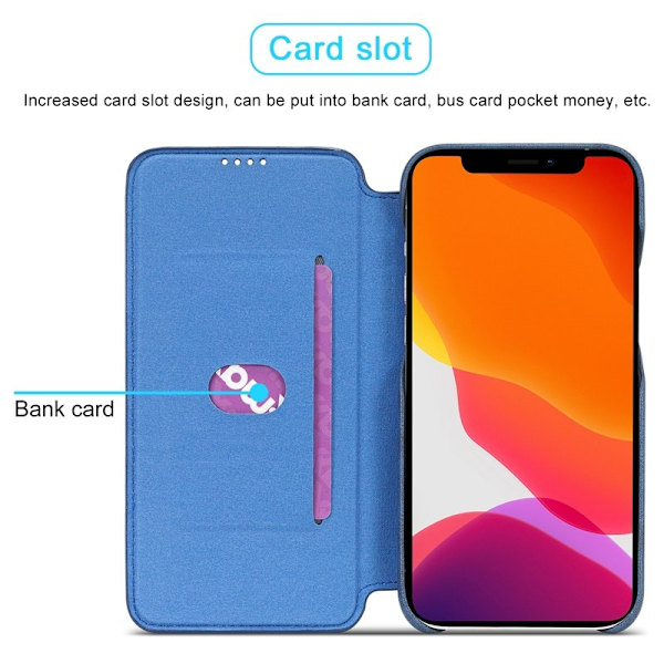 LC.IMEEKE iPhone 12 Pro Max Plånboksfodral Konstläder - Blå