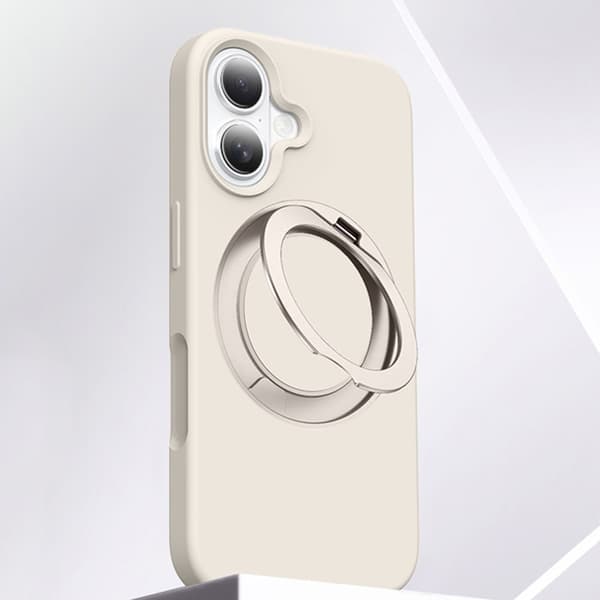 Mobilskal till iPhone 16 MagSafe Silikon Roterande Kickstand Vit