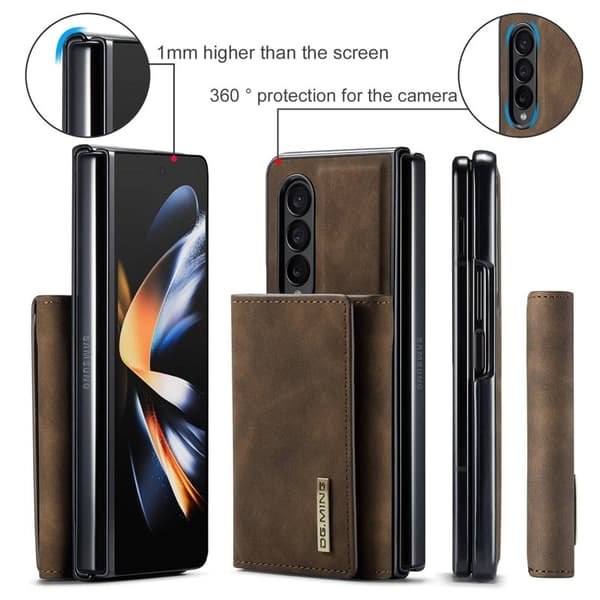 DG.MING Konstläder Plånboksfodral för Samsung Galaxy Z Fold3 5G - Brun