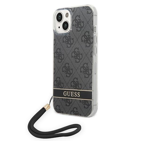 GUESS iPhone 14 Plus Skal 4G Print Strap - Musta Black