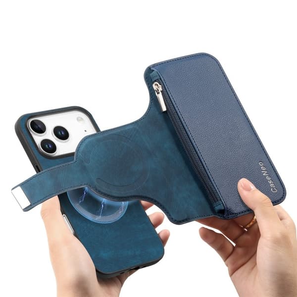 CASENEO MW-02 iPhone 17 Pro Plånboksfodral Konstläder - Blå Blå
