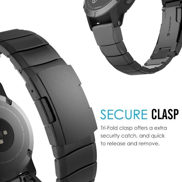 Tech-Protect Stålband Garmin Fenix 3/5X/3HR/5X Plus/6X/6X Pro/7X Svart Svart