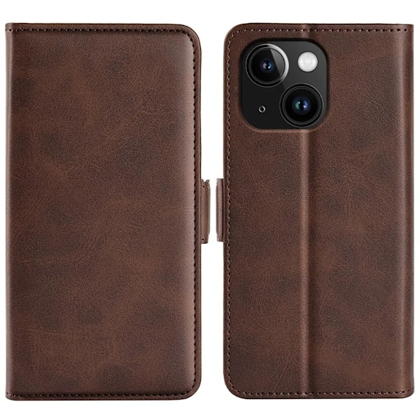 iPhone 15 Plus Plånboksfodral Omvirat - Brun