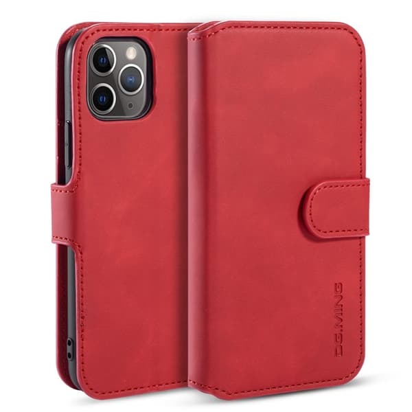 DG.MING Retro Wallet Mobilskal i Konstläder för iPhone 11 Pro Max - Röd