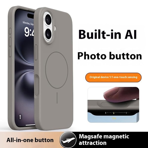 Mobilskal till iPhone 16 MagSafe Liquid Silikon Microfiber Lining - Grå Grå