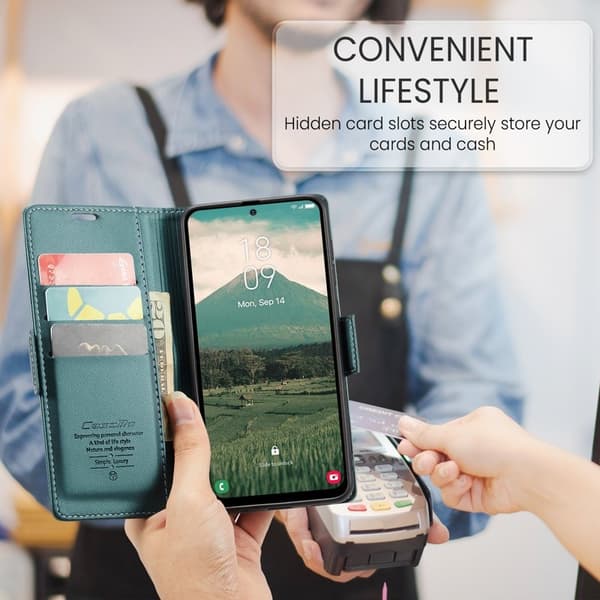 CASEME Plånboksfodral Konstläder för Samsung Galaxy A36 5G - Grön