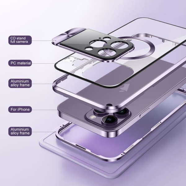 BOOM iPhone 14 Pro Max Mobiltaske Magsafe Metalramme - Lilla