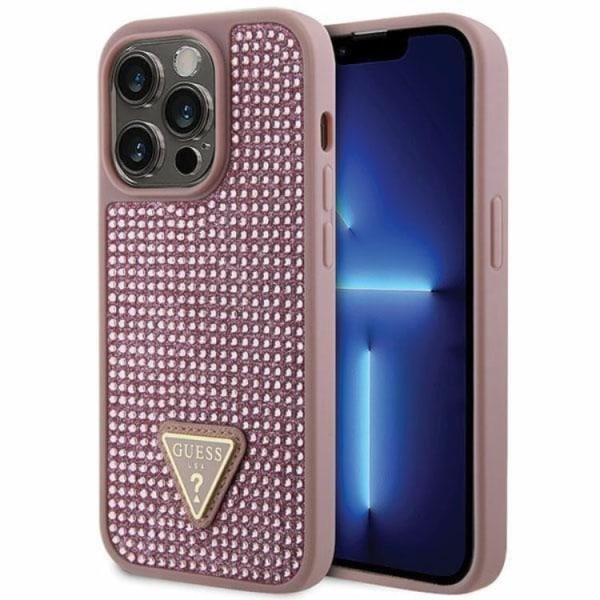 Guess iPhone 14 Pro Mobilcover Rhinestone Triangle - Pink