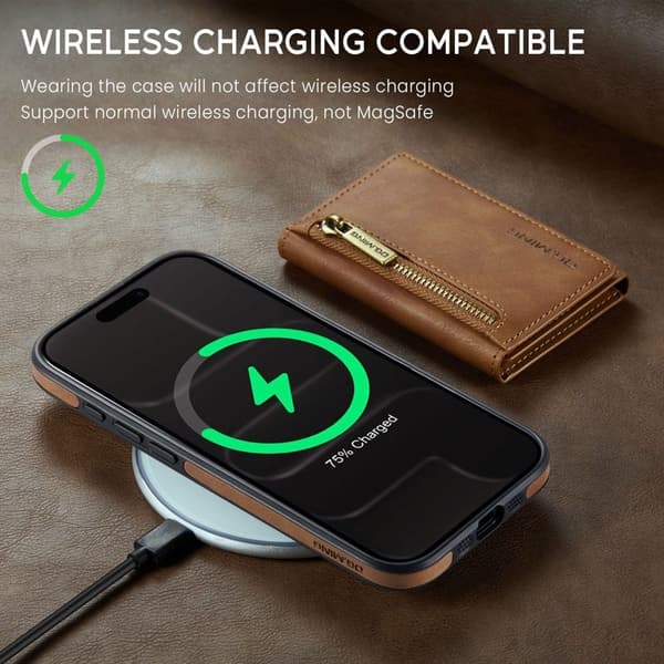 DG.MING M5 Series iPhone Air Plånboksfodral Konstläder Magnetiskt Brun