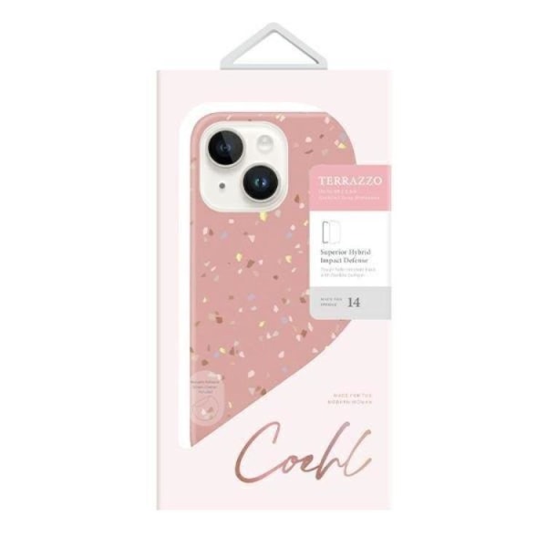 Uniq iPhone 14 Kuori Coehl Terrazzo - Pinkki