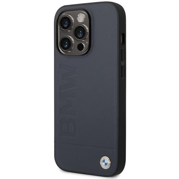 BMW Mobilskal till iPhone 14 Pro Max Magsafe Läder Hot Stamp Blå