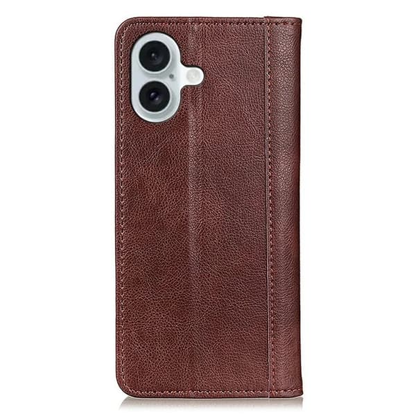 iPhone 17 Plånboksfodral Äkta Läder Litchi - Brun Brun