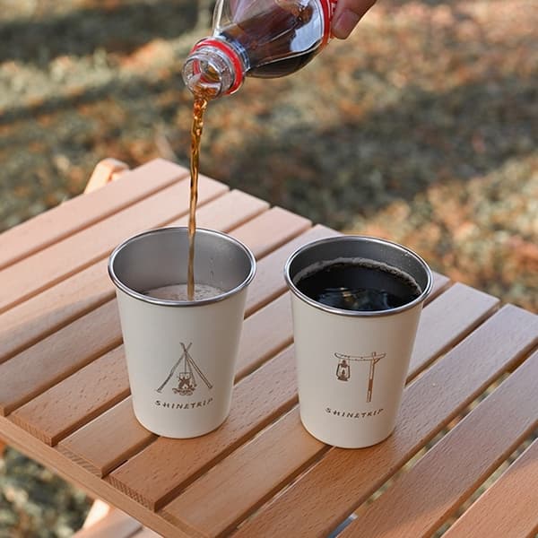 SHINETRIP Campingmugg i Rostfritt Stål 4 delar 350 ml - Blandning